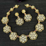 Rhodium Plated Gold Toned American Diamond Stone Studded Necklace JH1565