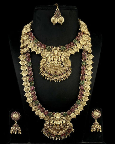 Latest Gold Plated Elegant South Indian Temple Design Bridal Jewellery Set JH3685