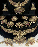 Latest Gold Plated Elegant South Indian Temple Design Bridal Jewellery Set JH3691