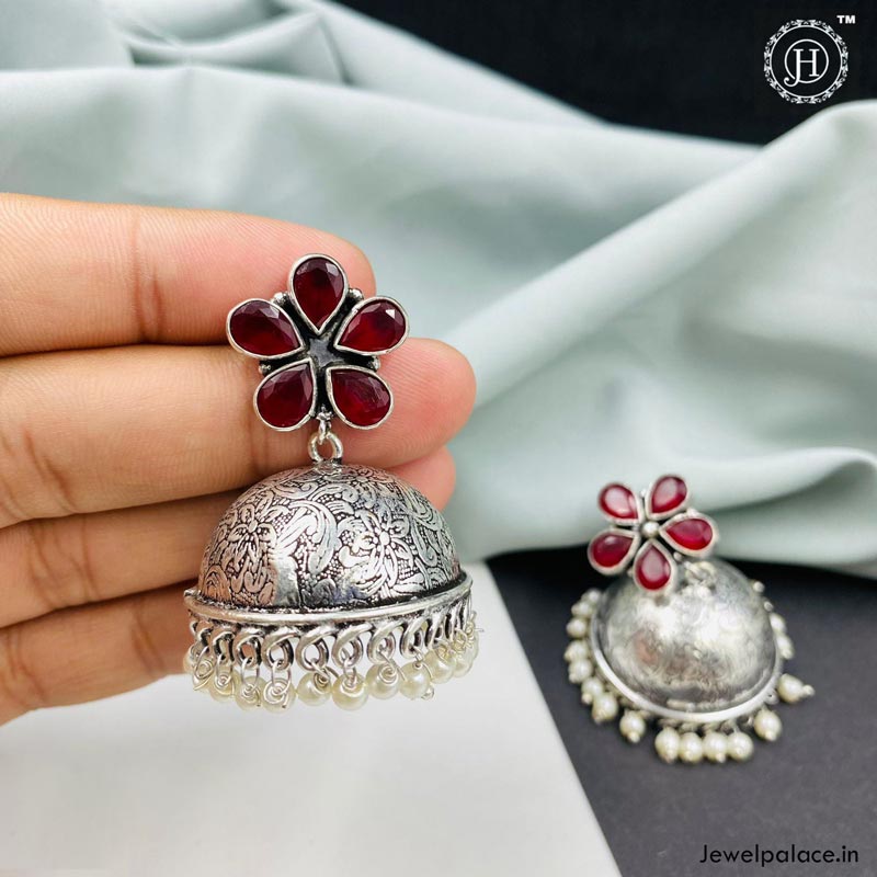 Silver Jhumka Jhumki pearl Drop Earrings-indian Earrings Oxidized German  Silver Jewelry Gifts for Her Small Earrings Dailywear Partywear - Etsy