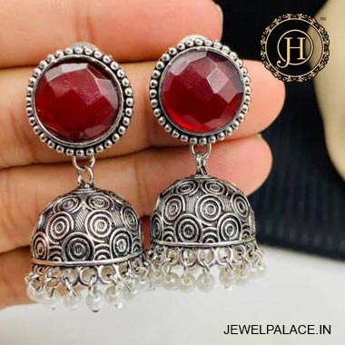 Oxidized silver Swirl Jhumka earrings – Simpliful Jewelry