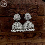 Beautiful Rhodium Plated American Diamond Earrings Jhumka