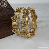 Beautiful Gold Plated Matte Finish Temple Bangles