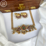 Beautiful Gold Finish Temple Necklace With Earrings JH4268