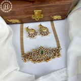 Beautiful Gold Finish Temple Necklace With Earrings JH4268