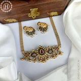 Beautiful Gold Finish Temple Necklace With Earrings JH4268