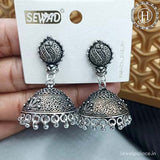 Oxidised Silver Plated Jhumka Earrings JH4475