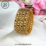 Exclusive Gold Plated Kemp Stone Traditional Bangles JH5015