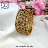 Exclusive Gold Plated Kemp Stone Traditional Bangles JH5016