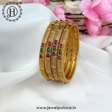 Exclusive Gold Plated Kemp Stone Traditional Bangles JH5018