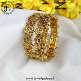 Exclusive Gold Plated Kemp Stone Temple Bangles JH5111