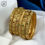 Exclusive Gold Plated Kemp Stone Temple Bangles JH5557