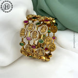 Stylish Gold Plated With AD Stones Laxmi Design Bangles JH5591