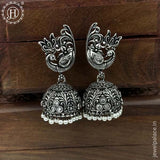 German Silver Plated Beaded Oxidized Earrings JH5677