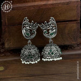 German Silver Plated Beaded Oxidized Earrings JH5677