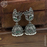 German Silver Plated Beaded Oxidized Earrings JH5677