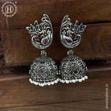 German Silver Plated Beaded Oxidized Earrings JH5677