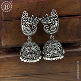 German Silver Plated Beaded Oxidized Earrings JH5677