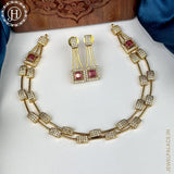 Beautiful High Quality Gold Plated Brass Temple Necklace Set JH5791