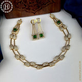 Beautiful High Quality Gold Plated Brass Temple Necklace Set JH5791