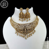 Elegant Gold Plated Temple Choker Set With Earrings JH5793