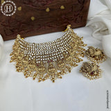 Elegant Gold Plated Temple Choker Set With Earrings JH5926