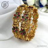 Exclusive Gold Plated Kemp Stone Temple Bangles JH5968