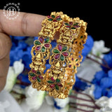 Exclusive Gold Plated Kemp Stone Temple Bangles JH5968