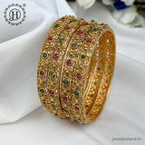 Exclusive Gold Plated Kemp Stone Temple Bangles JH5969