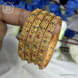 Exclusive Gold Plated Kemp Stone Temple Bangles JH5969