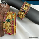 Beautiful Gold Plated Kemp Stone Temple Bangles JH5997