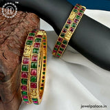 Beautiful Gold Plated Kemp Stone Traditional Bangles JH6003