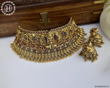 Antique Gold Plated Kemp Stone Temple Choker Set JH6071