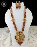 Beautiful Gold Plated Kemp Stones Temple Haram Set JH6209