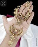 Elegant Gold Plated Kemps Stone Pearls Traditional Jadai Billai JH6351