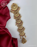 Elegant Gold Plated Kemps Stone Pearls Traditional Jadai Billai JH6357