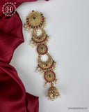 Elegant Gold Plated Kemps Stone Pearls Traditional Jadai Billai JH6359