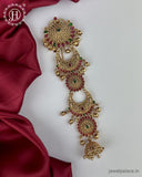 Elegant Gold Plated Kemps Stone Pearls Traditional Jadai Billai JH6359