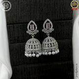 Elegant Rhodium Plated American Diamond Earrings JH6484