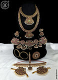 Authentic Bharatanatyam Jewelry Set Traditional Gold Plated Temple Dance Accessories JH6509