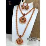 Exclusive Gold Finish Combo Necklace Set JH074