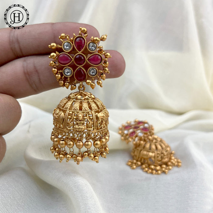 Elegant Peacock Motif Bridal Jhumka Earrings | Matte Gold Plated | American  Diamond Stones | Sasitrends