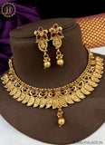 Elegant Gold Plated Laxmi Design Necklace With Earrings JH1744