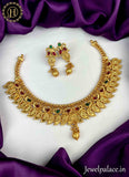 Elegant Gold Plated Laxmi Design Necklace With Earrings JH1744