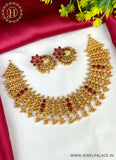 Beautiful Gold Plated Kemp Stone Necklace Set With Earrings JH2456