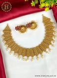 Beautiful Gold Plated Kemp Stone Necklace Set With Earrings JH2457