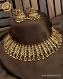 Beautiful Gold Plated Kemp Stone Necklace Set With Earrings JH2457