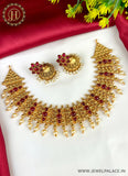 Beautiful Gold Plated Kemp Stone Necklace Set With Earrings JH2457