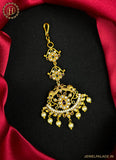 Gold Plated Kemp Stone Embellished Floral Design Maang Tika JH2550