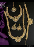 Beautiful Gold Plated Kemp Stone Temple Semi Bridal Jewellery JH2651